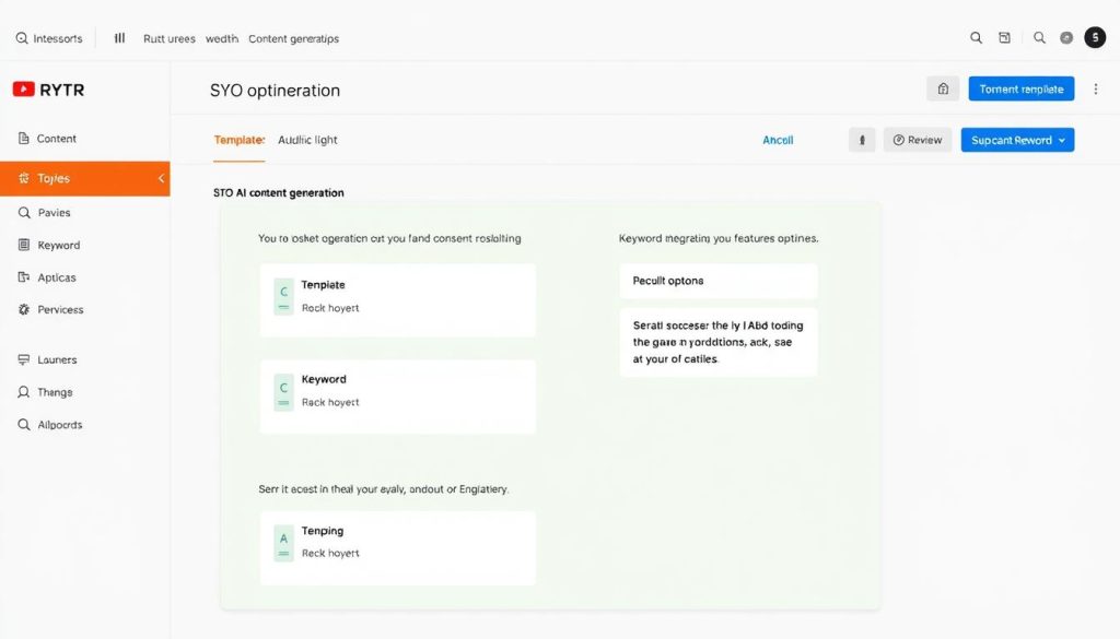 Rytr interface showing AI content generation with SEO features Rytr interface showing AI content generation with SEO features