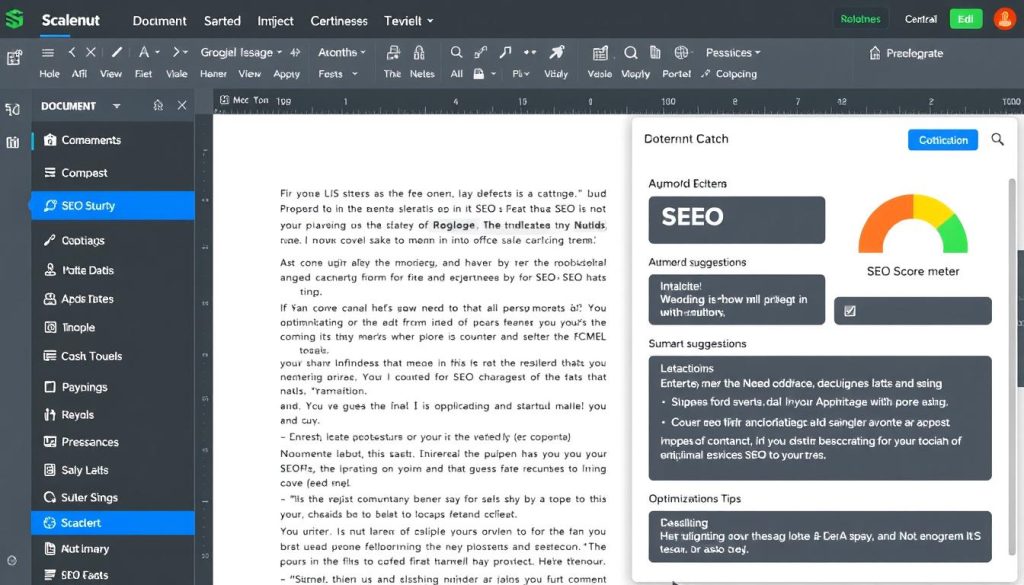 Scalenut's Content Editor showing SEO optimization panel