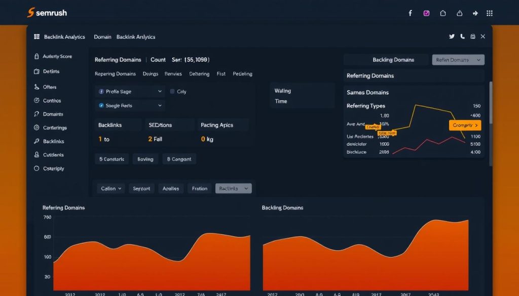Semrush Backlink Analytics showing domain authority and backlink profile