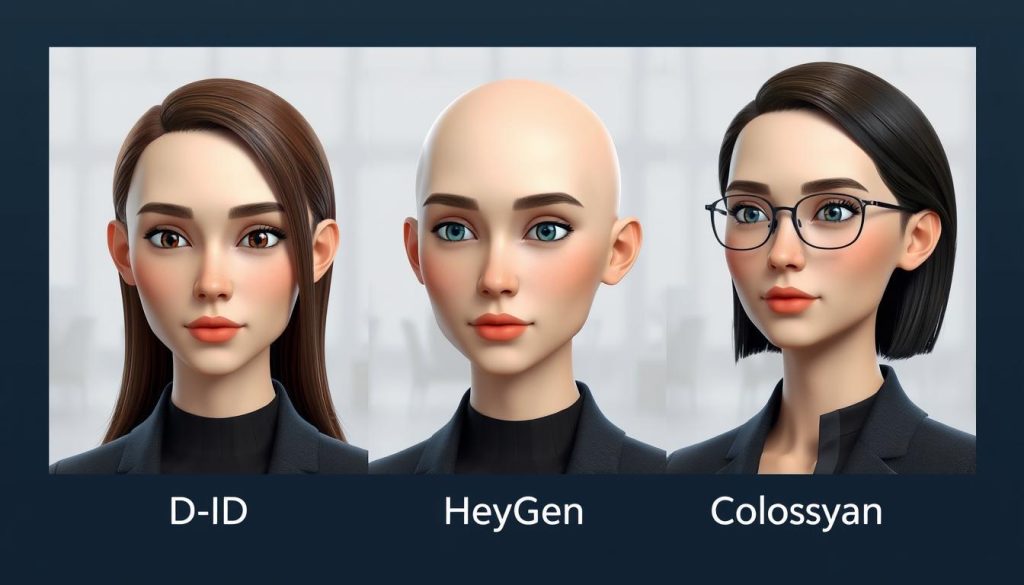 Side-by-side comparison of avatar quality between D-ID, HeyGen, and Colossyan