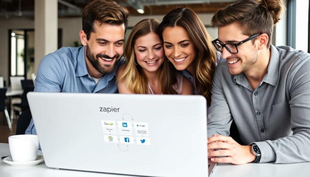 Small business team using Zapier for simple marketing automation