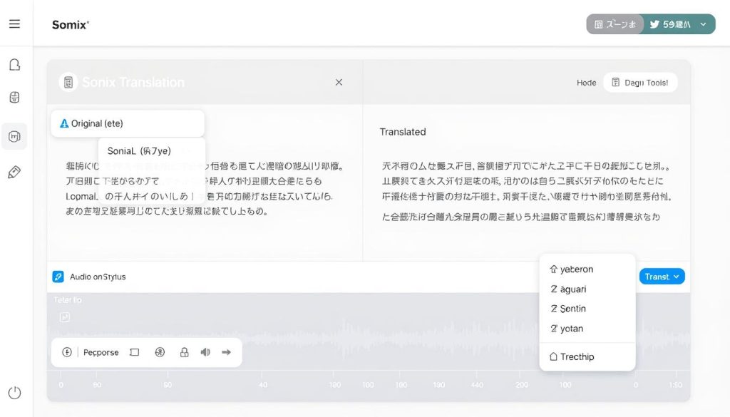 Sonix AI transcription tool interface showing automated translation features Sonix AI transcription tool interface showing automated translation features