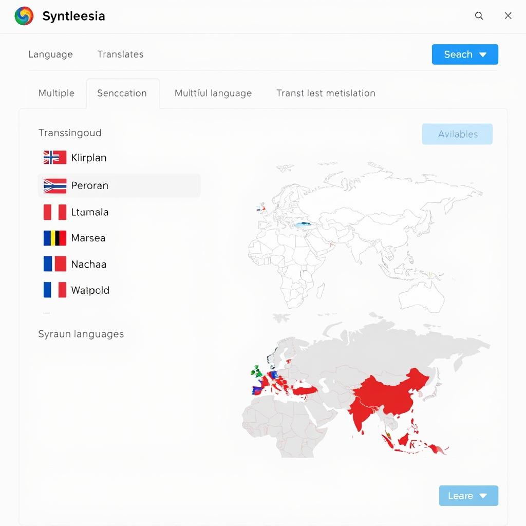 Synthesia AI video language selection interface