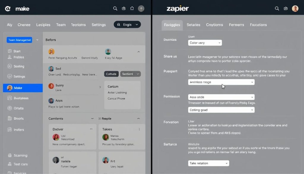 Team collaboration features in Make and Zapier