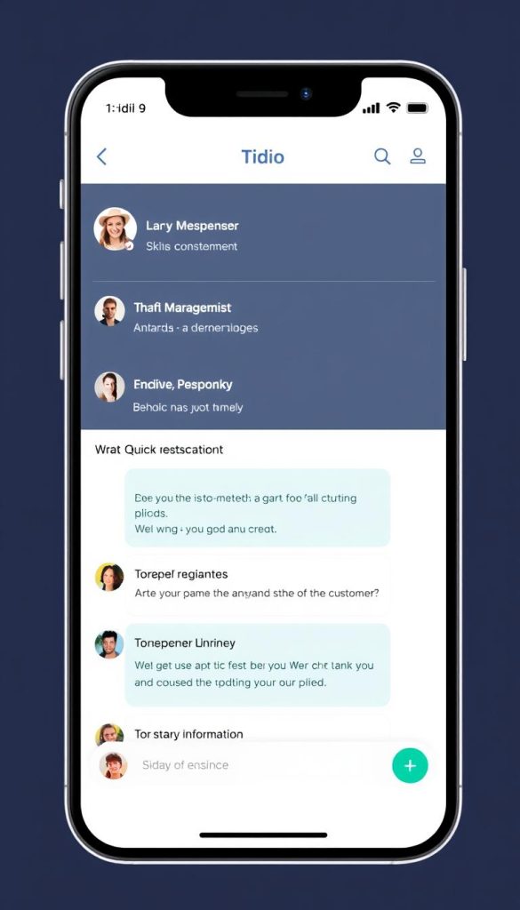 Tidio mobile app interface showing chat management on smartphone