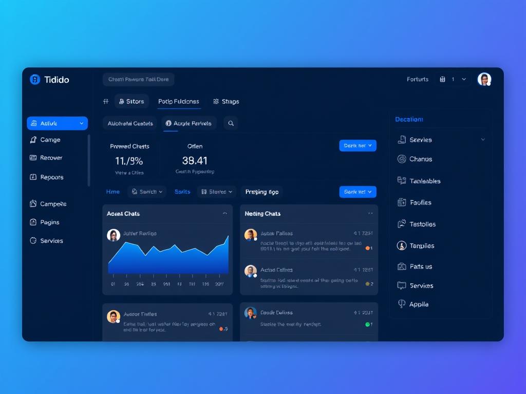 Tidio user interface showing dashboard and chat management
