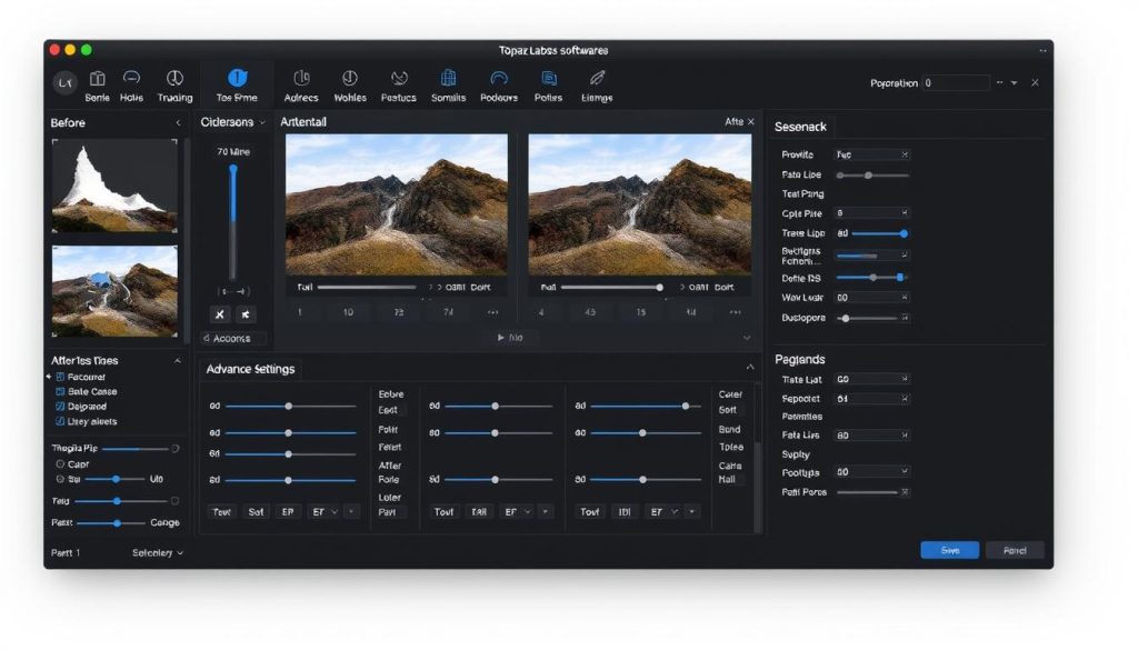 Topaz Labs interface showing detailed controls and professional layout