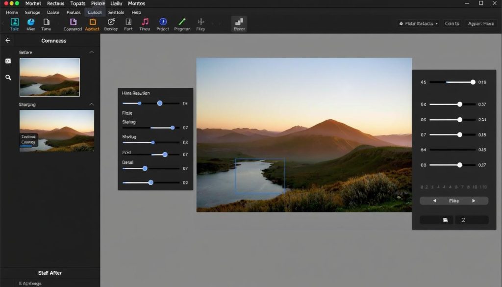 Topaz Labs software interface showing detailed enhancement controls