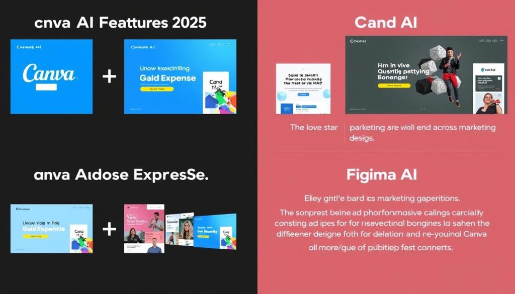 Visual comparison of designs created with Canva AI Features 2025 versus competitors