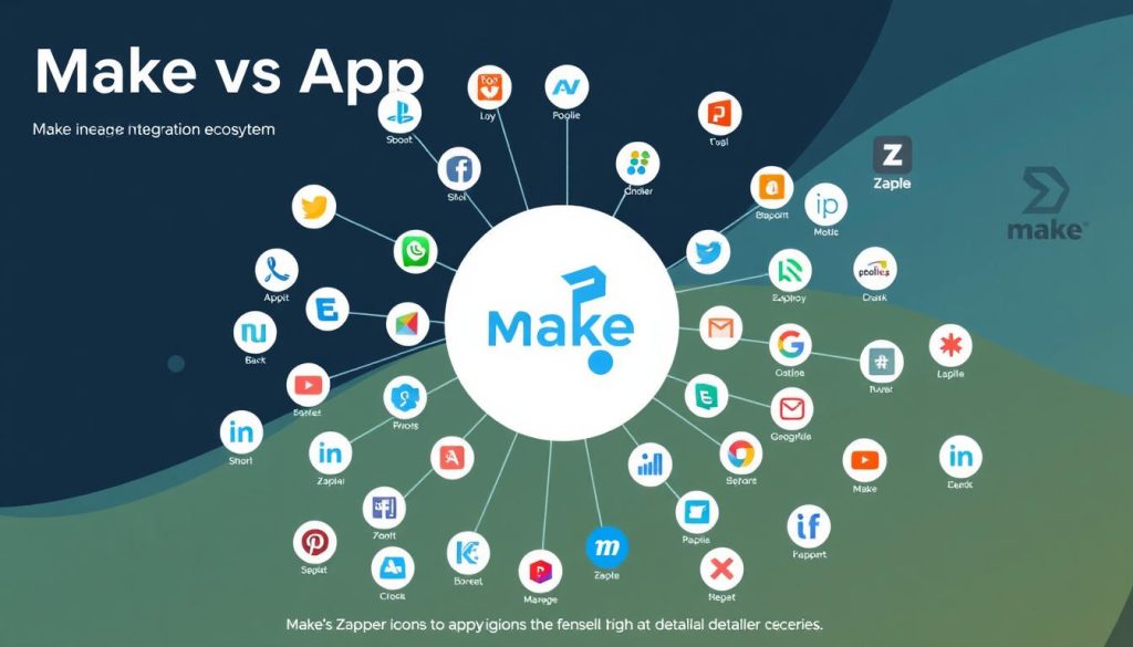 Visual representation of Make and Zapier's app integration ecosystems