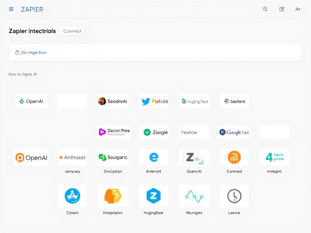 Zapier's AI app integration panel showing OpenAI, Claude, and other AI tools Zapier's AI app integration panel showing OpenAI, Claude, and other AI tools