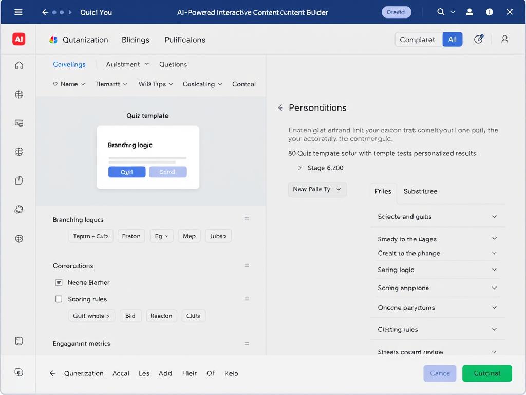 AI-powered interactive content builder showing quiz creation and personalization options AI-powered interactive content builder showing quiz creation and personalization options