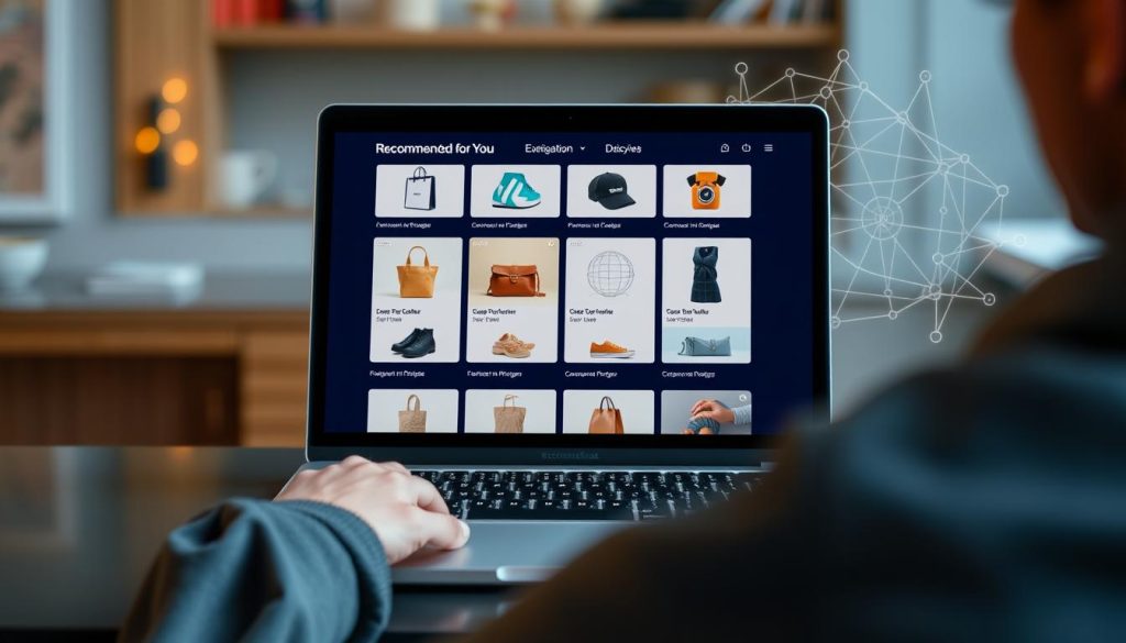 AI-powered product recommendation engine showing personalized suggestions to e-commerce customers