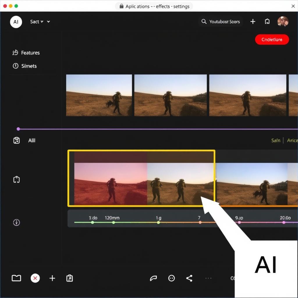 AI video editing interface showing timeline and automated features