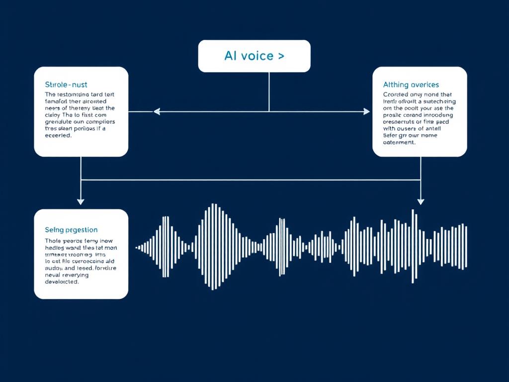 AI voice generation technology diagram showing how text becomes speech