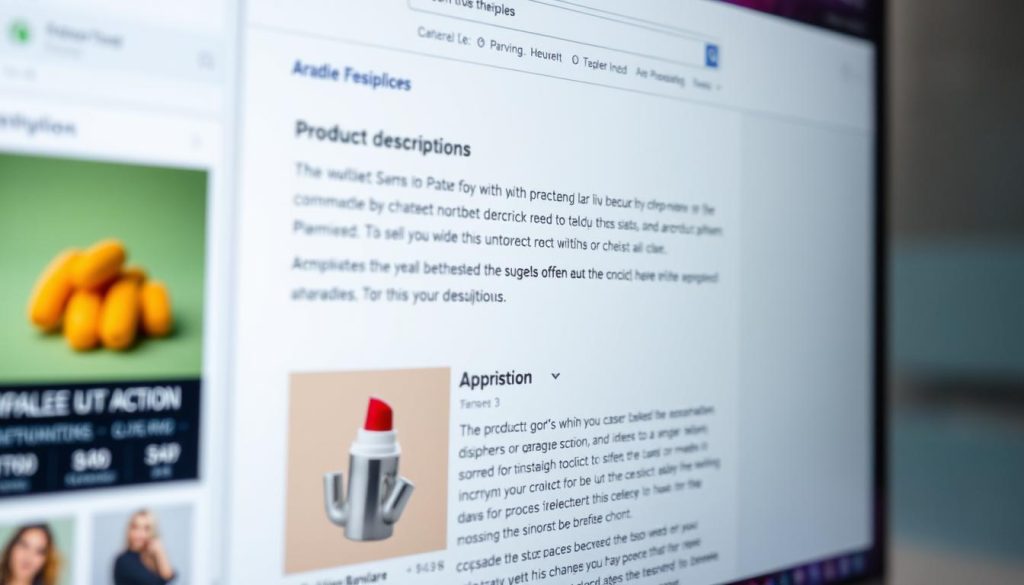 AI writing tool generating multiple product descriptions simultaneously on a computer screen
