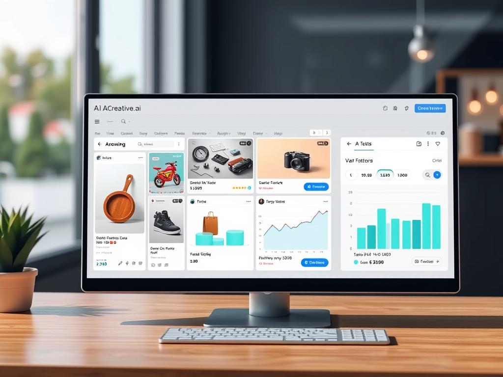 AdCreative.ai platform showing AI-generated ad creative and performance data