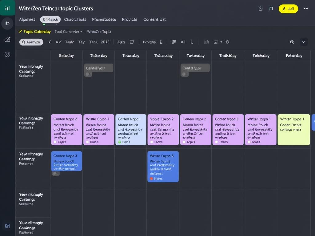 Content calendar being developed using WriterZen's topic clusters Content calendar being developed using WriterZen's topic clusters