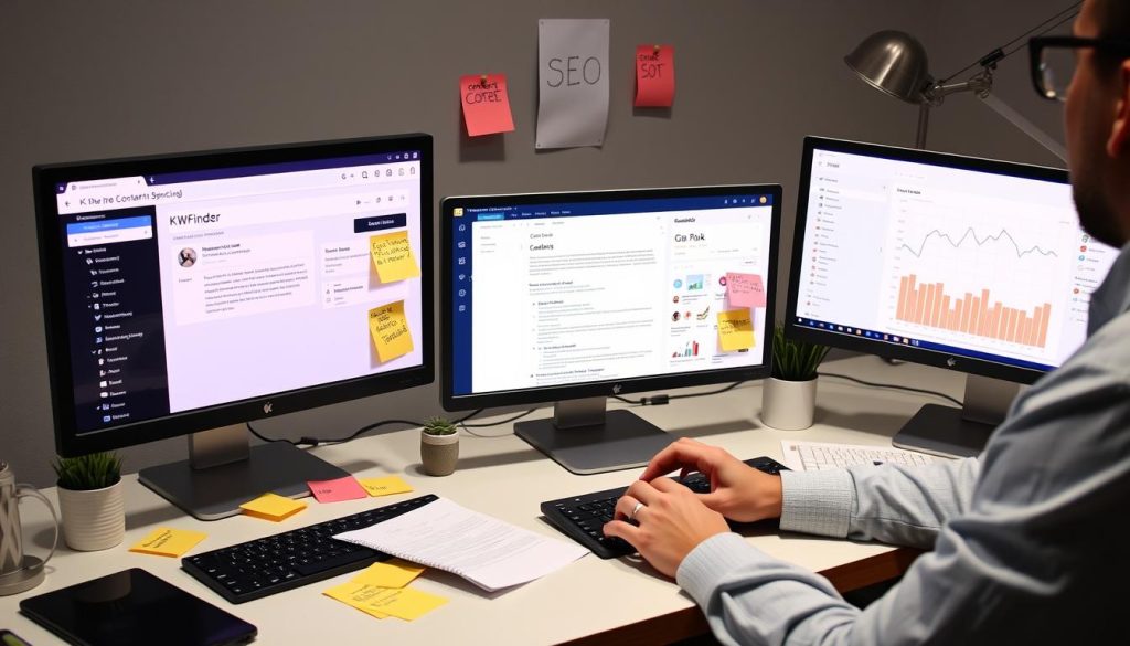 Content creator implementing SEO tips using Mangools tools