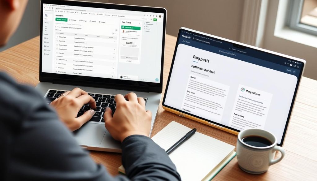 Content creator using Mangools to optimize a blog post
