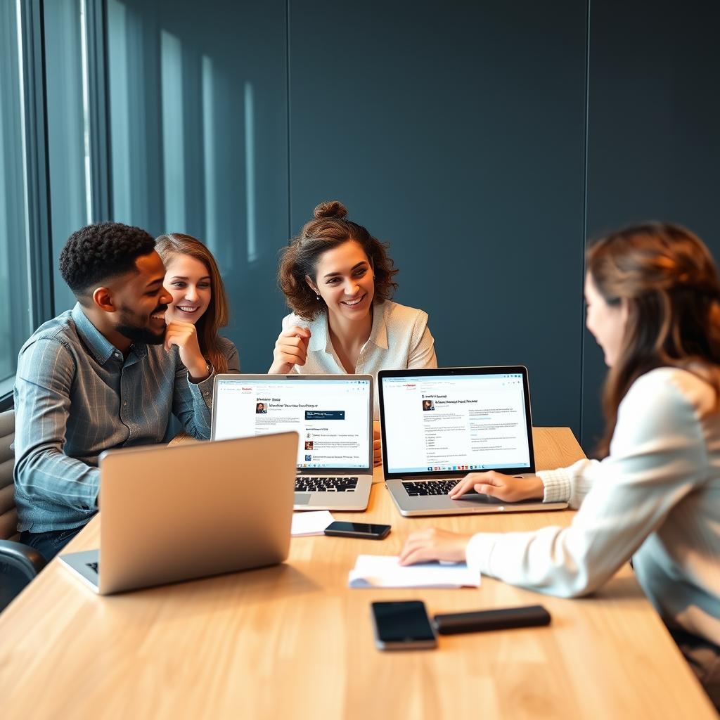 Content marketing team collaborating on WriterZen platform Content marketing team collaborating on WriterZen platform