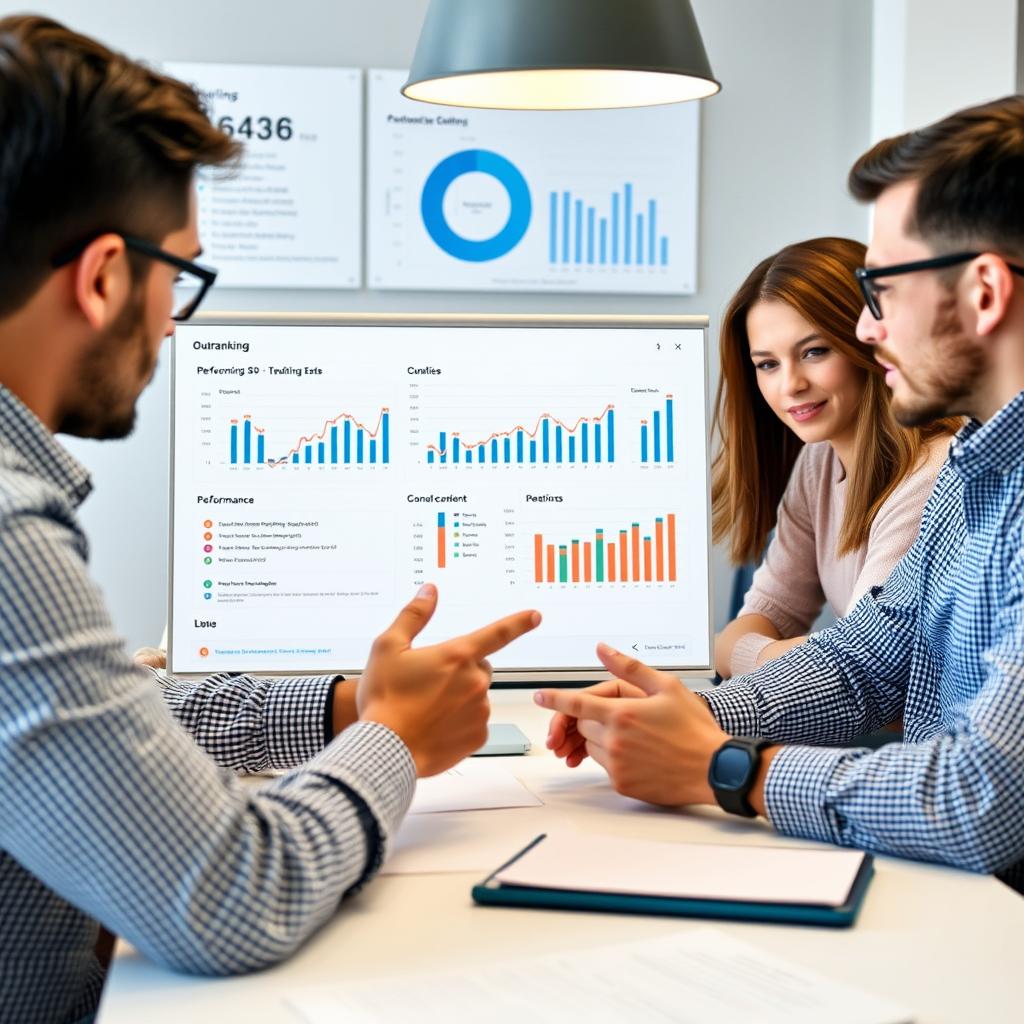 Content team reviewing Outranking analytics and performance