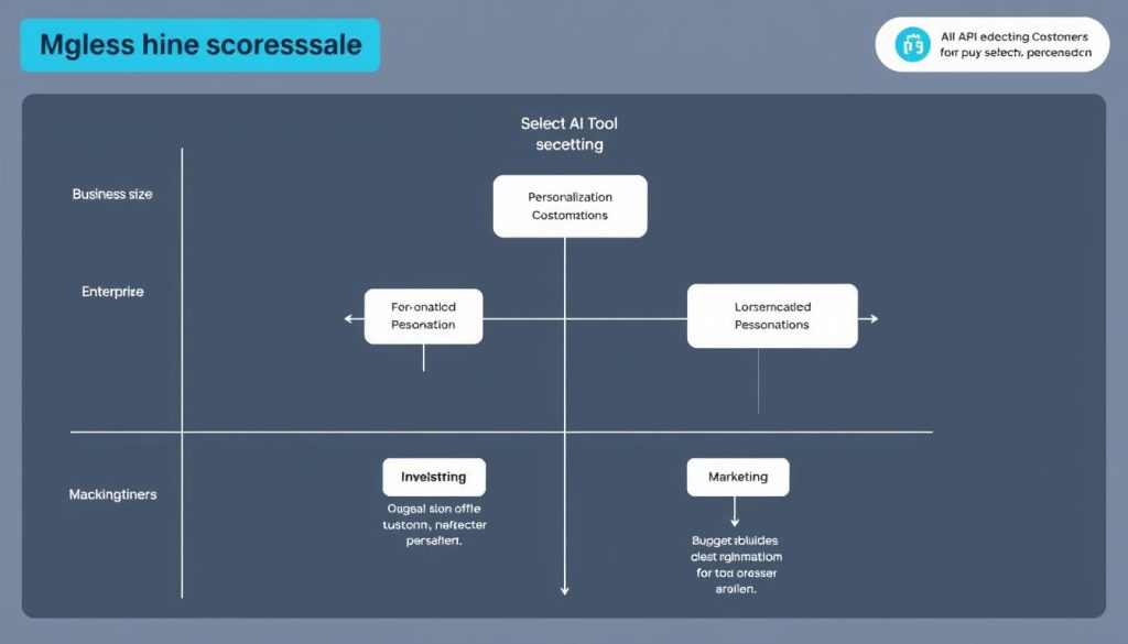 Decision matrix for selecting AI tools based on business size, needs, and budget