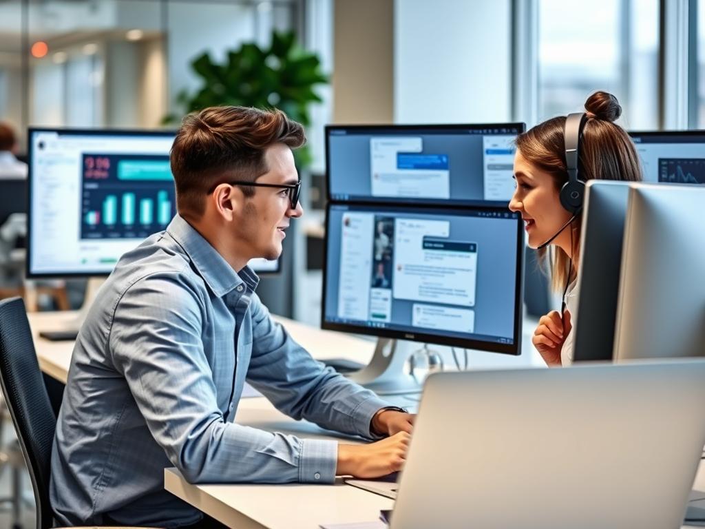 Enterprise customer support team using ChatBot.com for handling customer inquiries