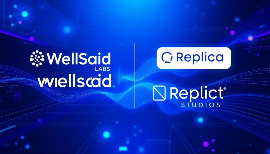 Future of AI voice technology showing WellSaid Labs and Replica Studios innovations