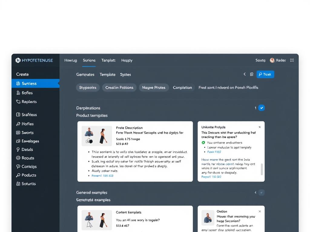Hypotenuse AI content generation platform showing product description creation interface
