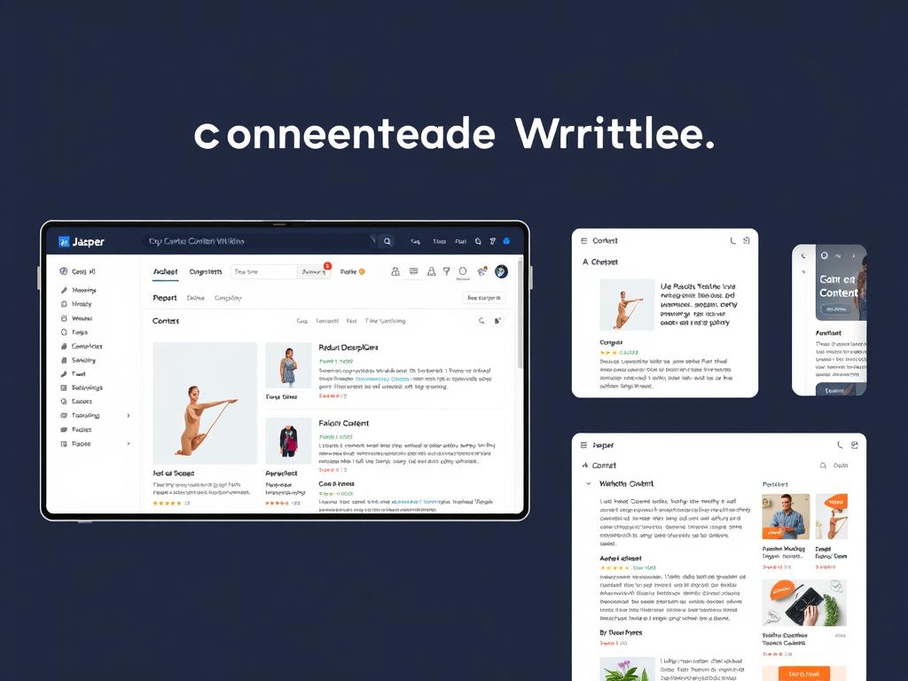 Jasper AI content writing platform showing e-commerce copy generation interface