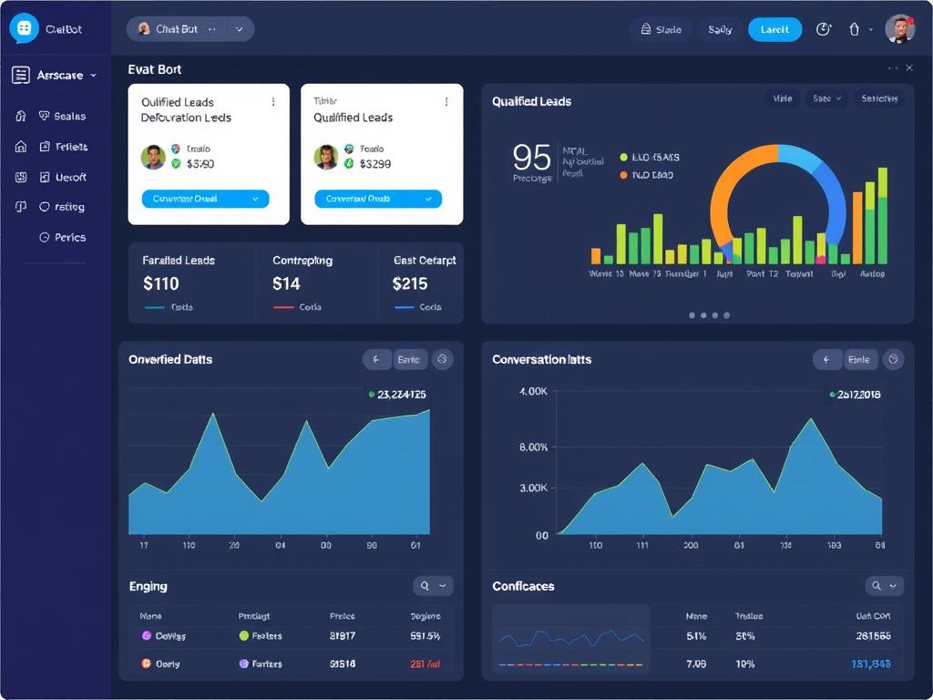 Lead generation dashboard in ChatBot.com showing qualified leads and conversation data