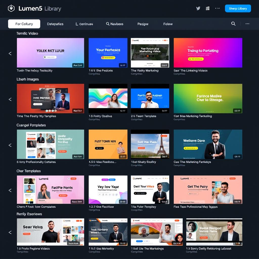 Lumen5 template library showing various template options for different social media platforms