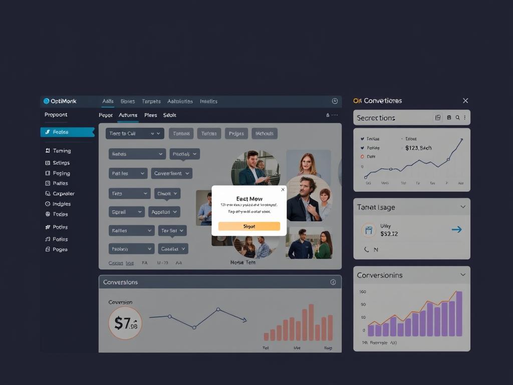 OptiMonk personalization platform showing popup design and targeting options