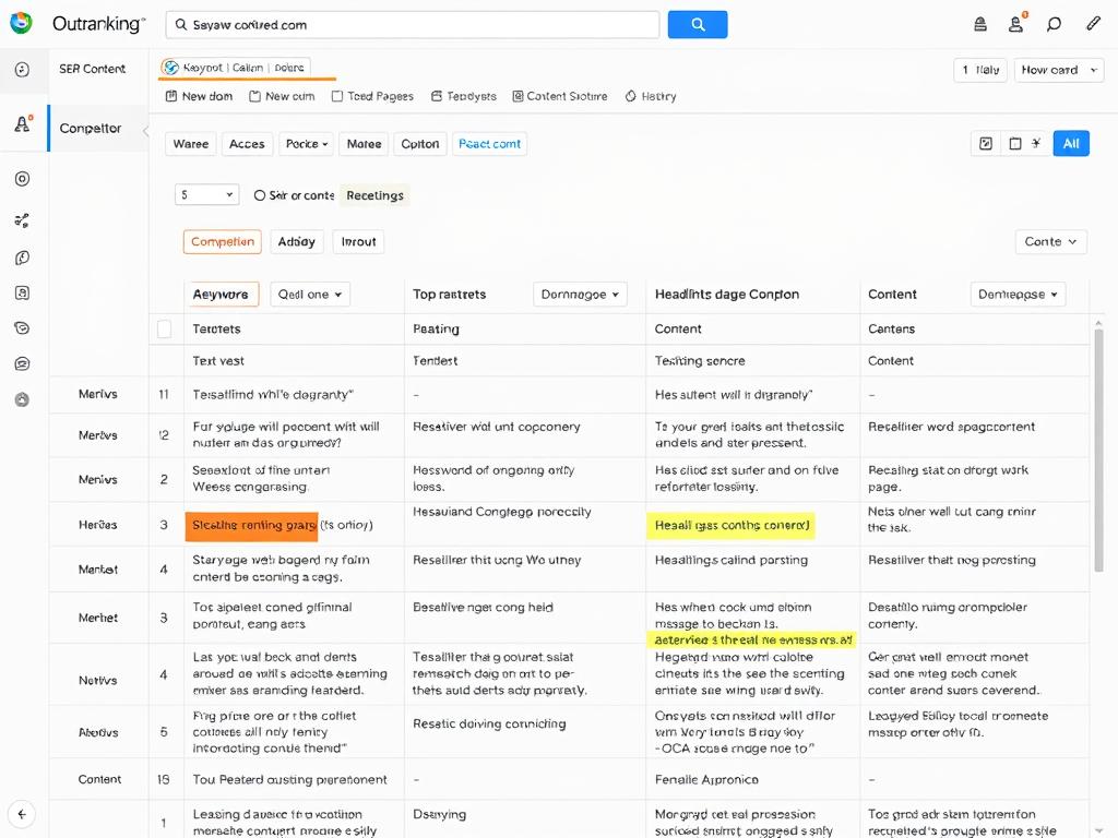 Outranking SEO SERP analysis showing competitor content breakdown