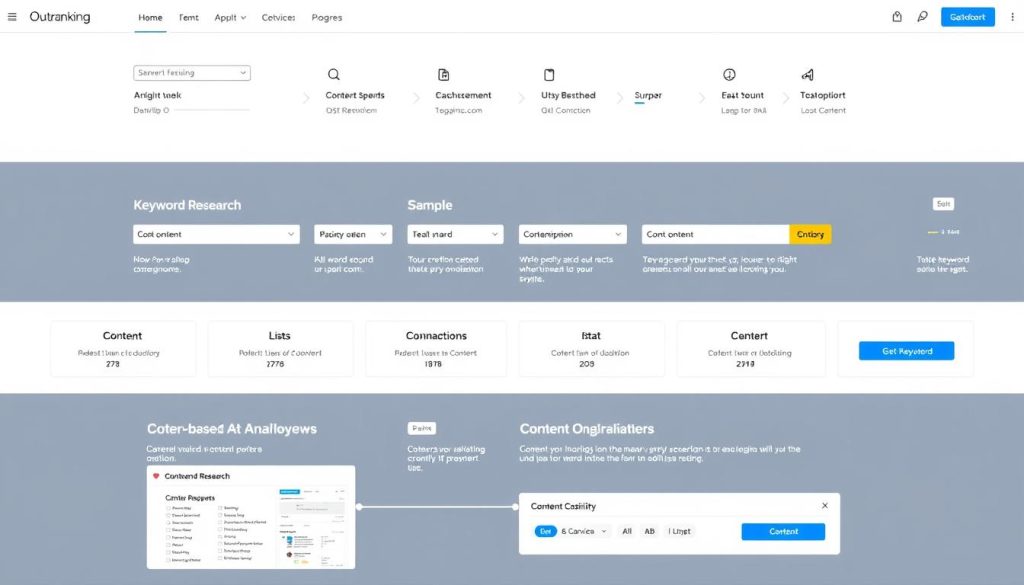 Outranking SEO platform user interface showing workflow