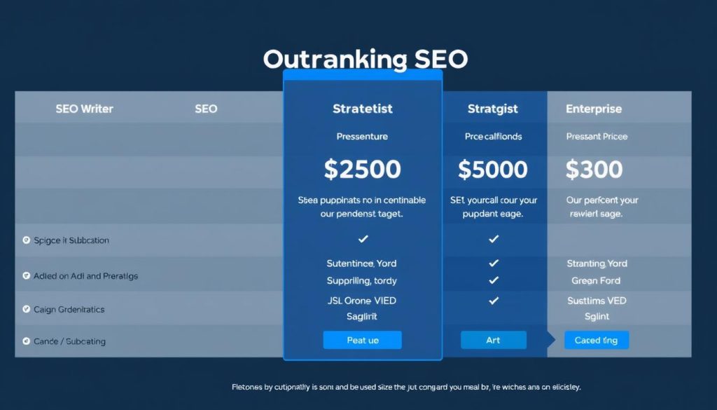 Outranking SEO pricing plans comparison chart