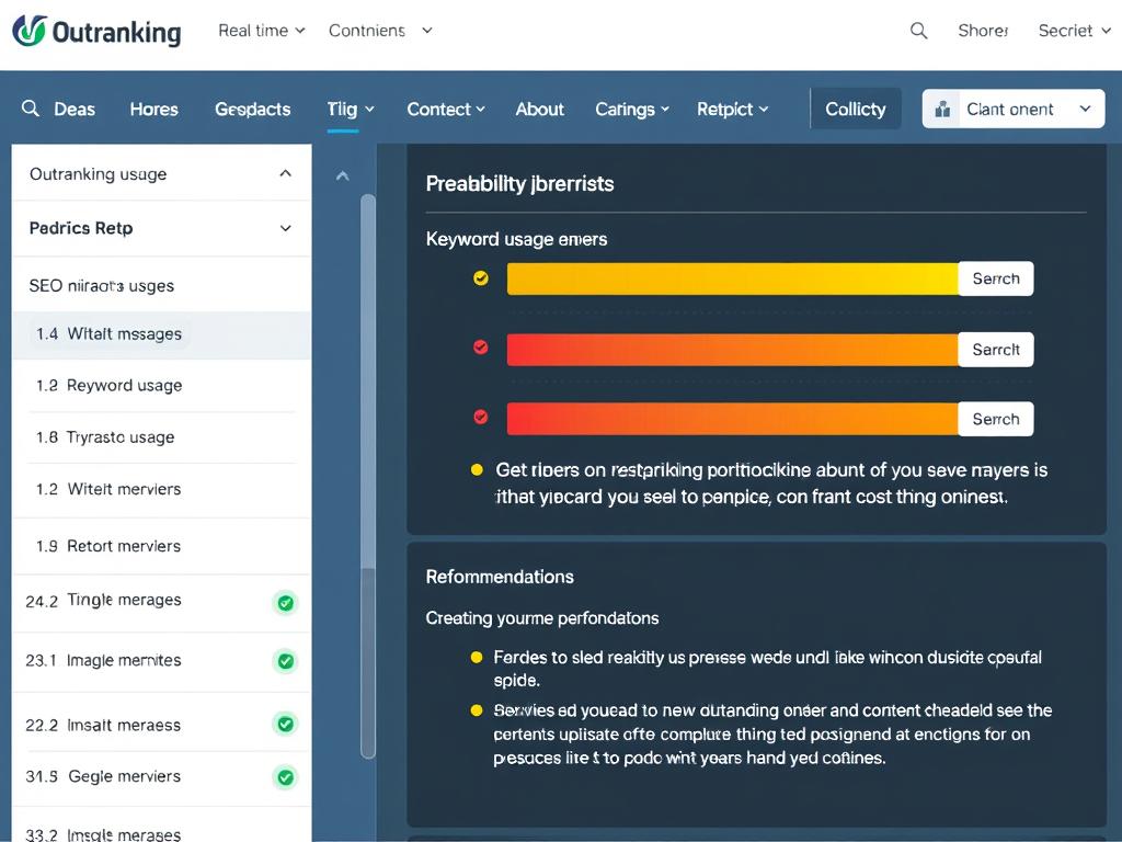 Outranking content optimization interface showing SEO score improvements