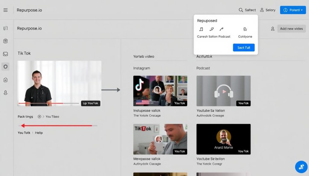 Repurpose.io interface showing content syndication across platforms