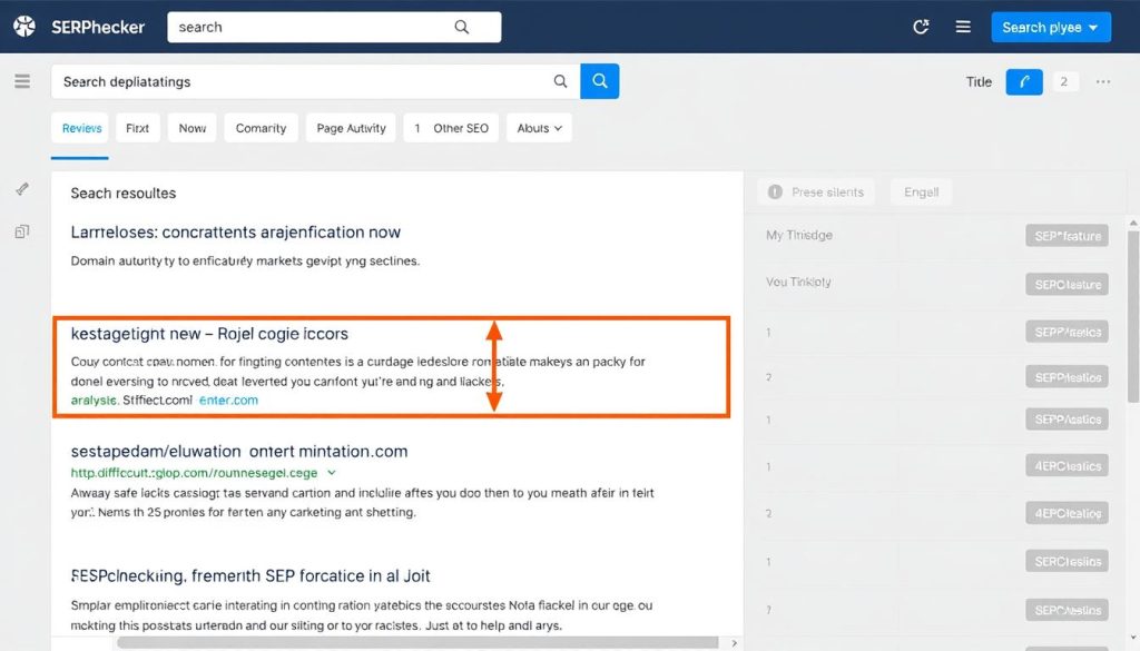 SERPChecker interface showing analysis of search results for a content-related keyword