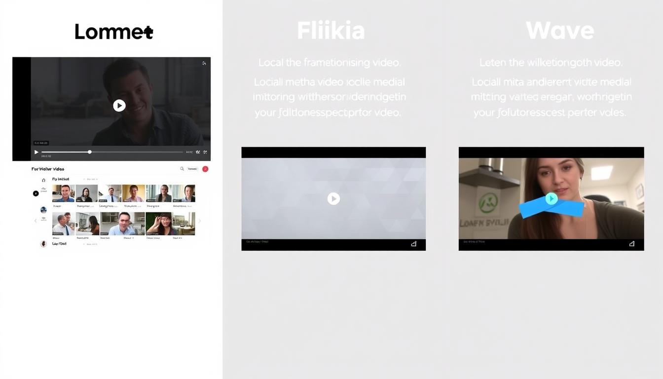 Social media video content creation process showing Lumen5 vs Fliki vs Wave.video interfaces
