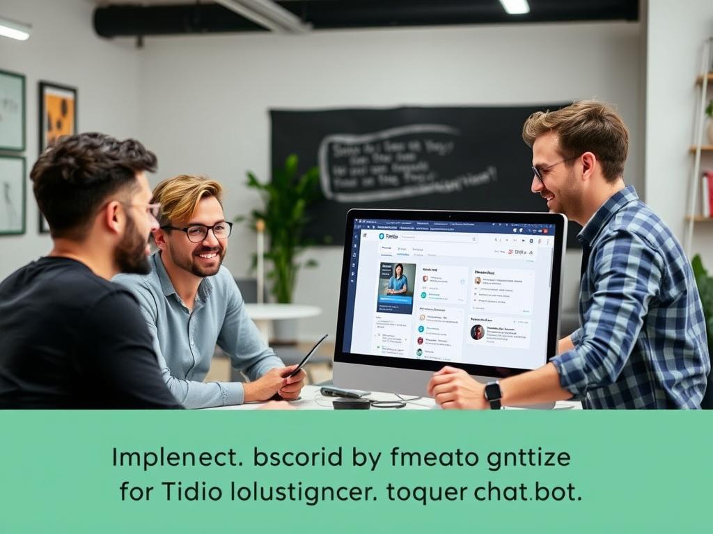 Startup team implementing Tidio chatbot on their website
