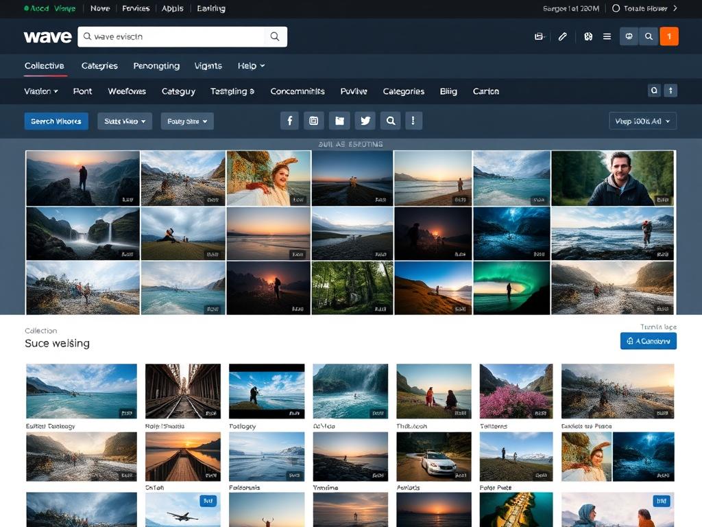 Wave.video's stock media library showing its extensive collection of videos, images and audio
