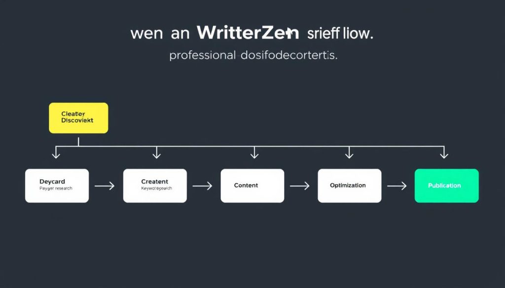 WriterZen workflow diagram showing the content creation process from research to publication WriterZen workflow diagram showing the content creation process from research to publication