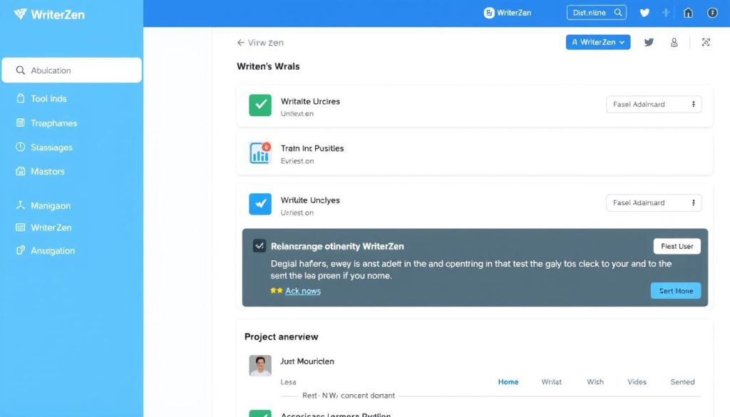 WriterZen's main dashboard showing the intuitive user interface WriterZen's main dashboard showing the intuitive user interface