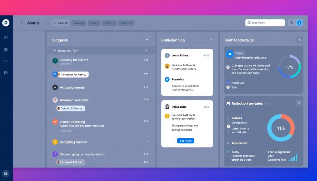 Asana AI interface showing workflow optimization and team coordination features