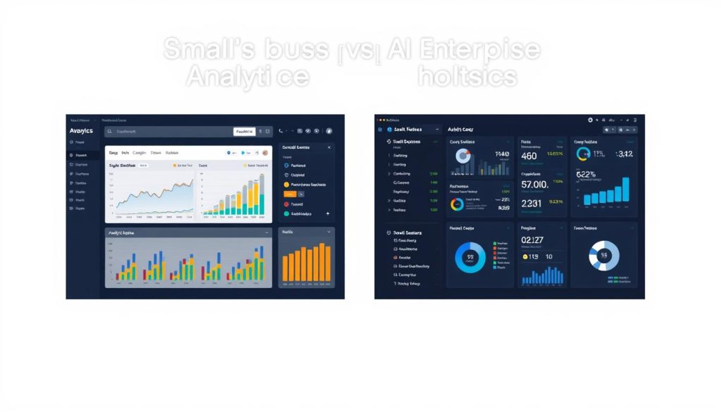 Comparison of small business and enterprise AI analytics needs and solutions