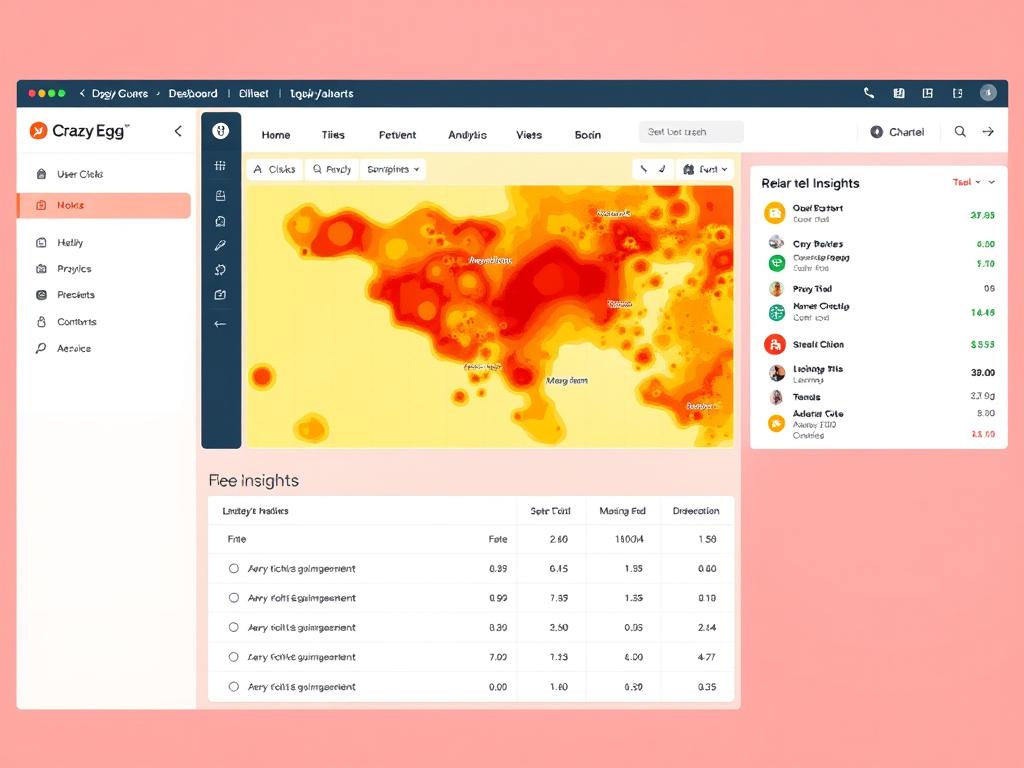 Crazy Egg dashboard showing heatmap and AI-powered analytics interface