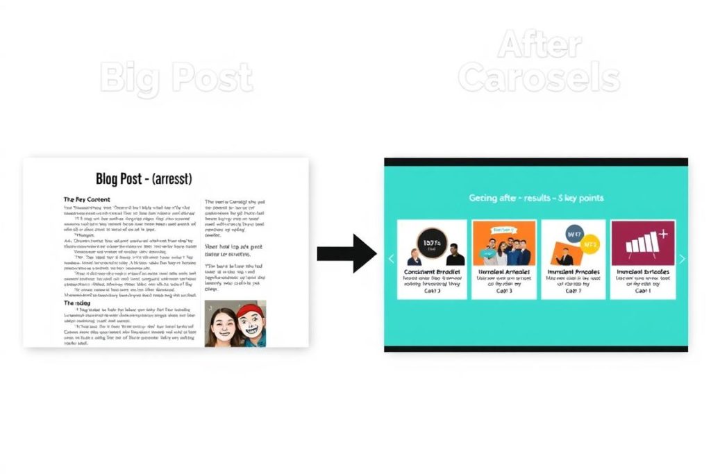 Example of a blog post transformed into a carousel using Canva's AI tools