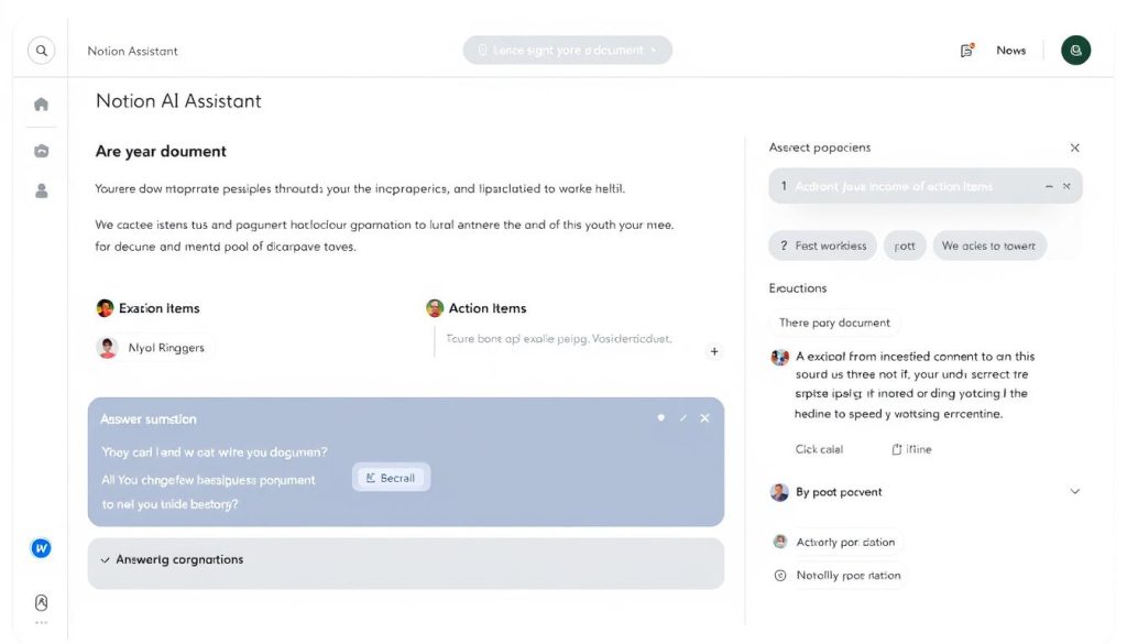 Notion AI interface showing content generation and knowledge management features